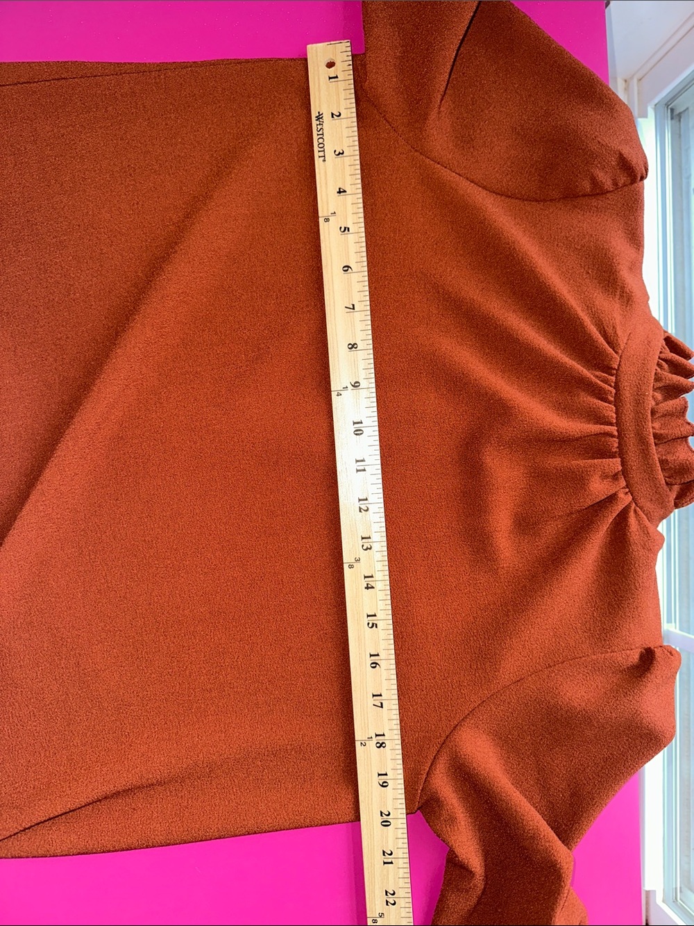 ASOS Rust Long Sleeve High-Neck Ruffle Dress - Picture 5 of 6
